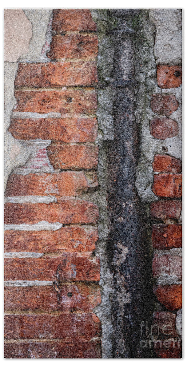 Wall Hand Towel featuring the photograph Old brick wall fragment by Elena Elisseeva