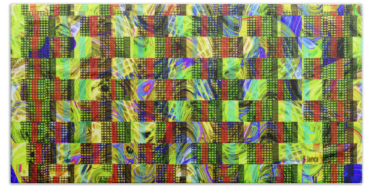 Old Buttons Janca Abstract #4 Bath Towel featuring the digital art Old Buttons Janca Abstract #4 by Tom Janca