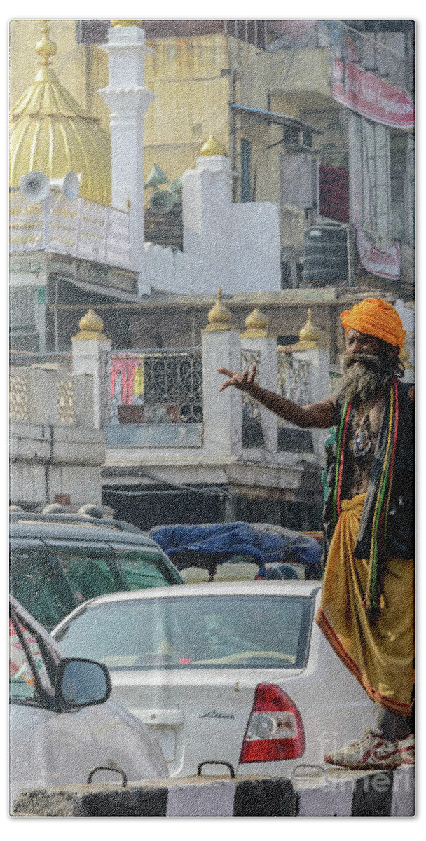 India Bath Towel featuring the photograph Old Delhi from a Rickshaw 06 by Werner Padarin
