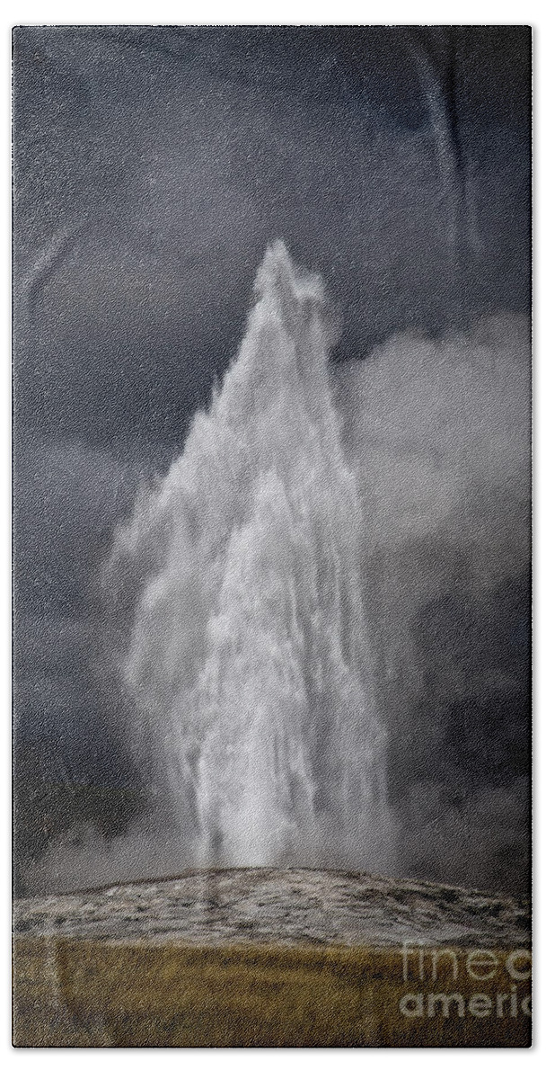 Old Faithful Bath Towel featuring the photograph Old faithful with ominous skies by Bruce Block