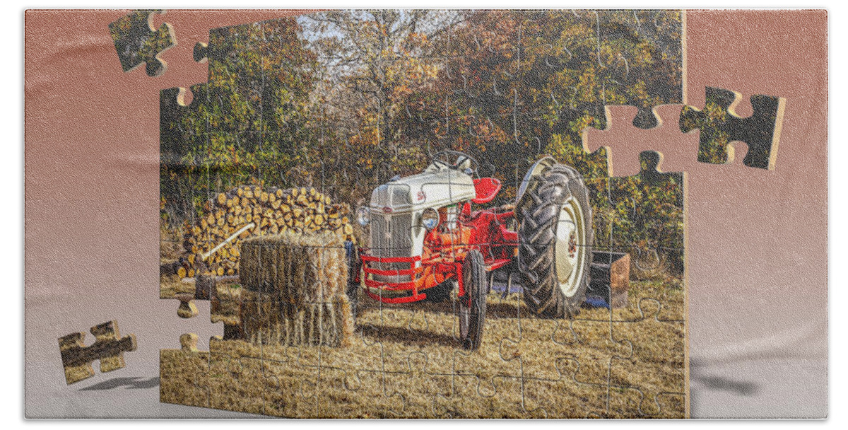 Agriculture Bath Towel featuring the photograph Old Ford Tractor Puzzle by Doug Long