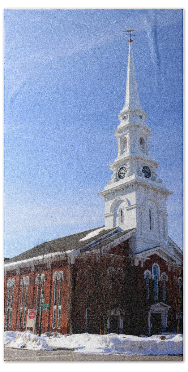 Portsmouth Bath Towel featuring the photograph Old North Church, Portsmouth by James Kirkikis