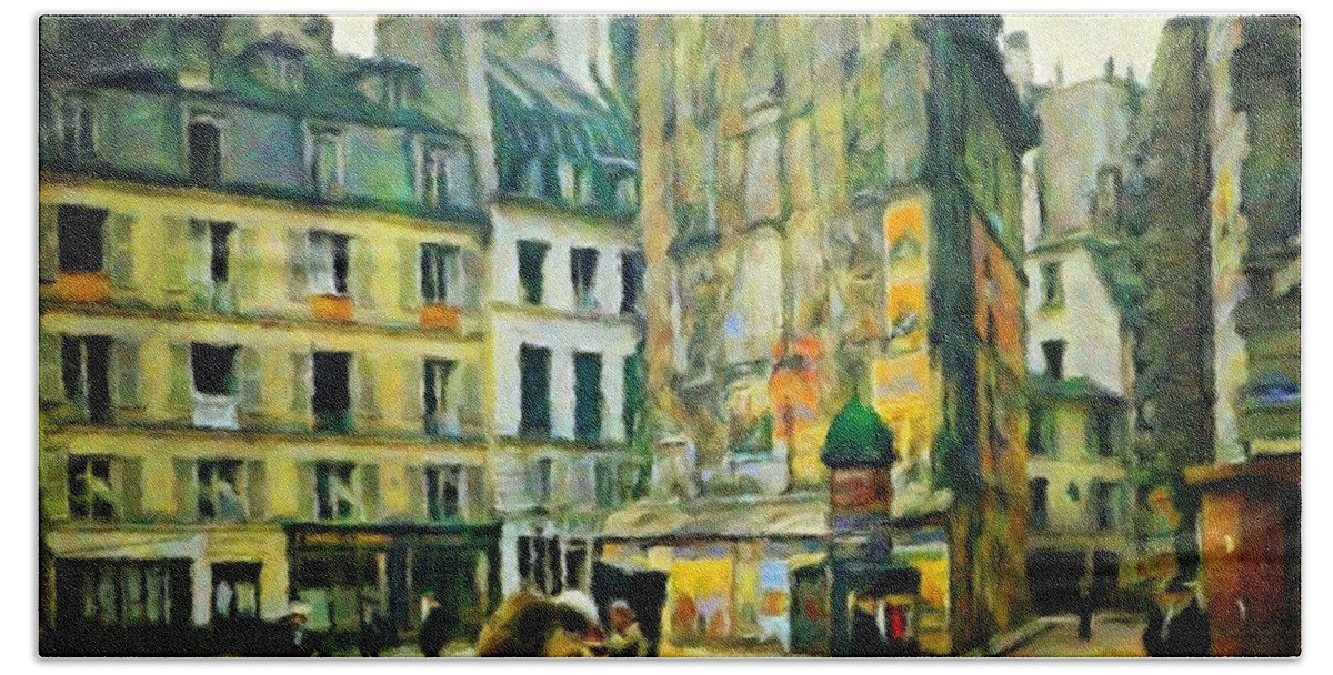 Paris Hand Towel featuring the painting Old Paris by Vincent Monozlay