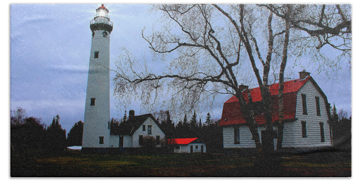 Lighthouse Bath Towel featuring the photograph Old Presque Isle Lighthouse by Michael Rucker