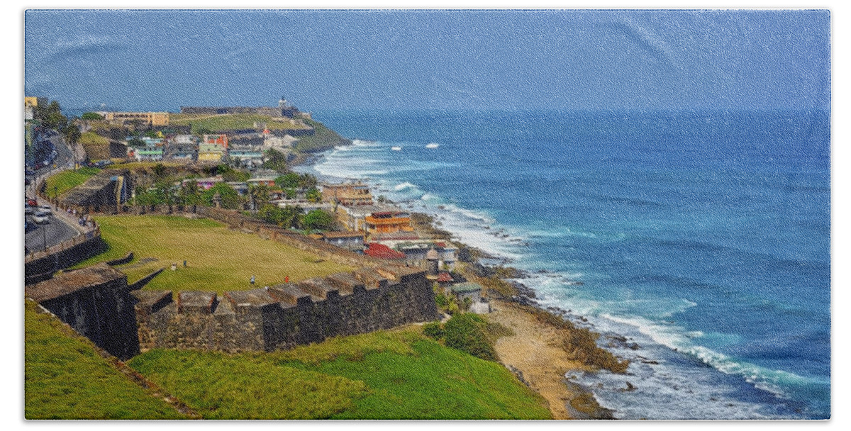 Ocean Hand Towel featuring the photograph Old San Juan Coastline by Stephen Anderson