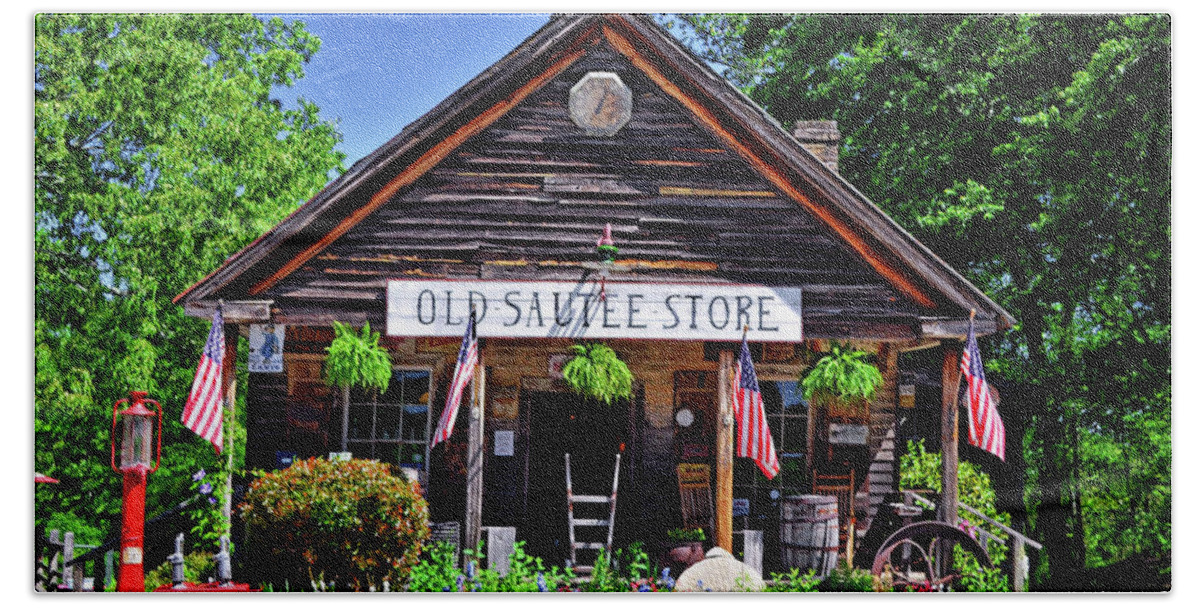 Antique Gas Pump Bath Towel featuring the photograph Old Sautee Store - Helen Ga 004 by George Bostian