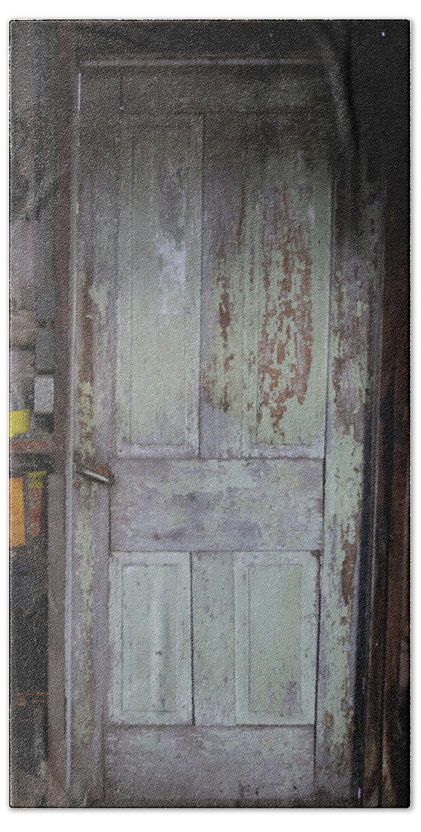 Door Hand Towel featuring the photograph Old Shop Door by Brooke Bowdren