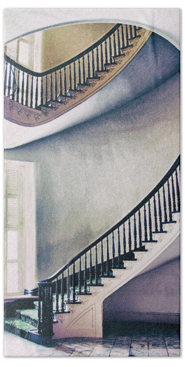 Staircase Hand Towel featuring the photograph Old Staircase Stories by Iryna Goodall