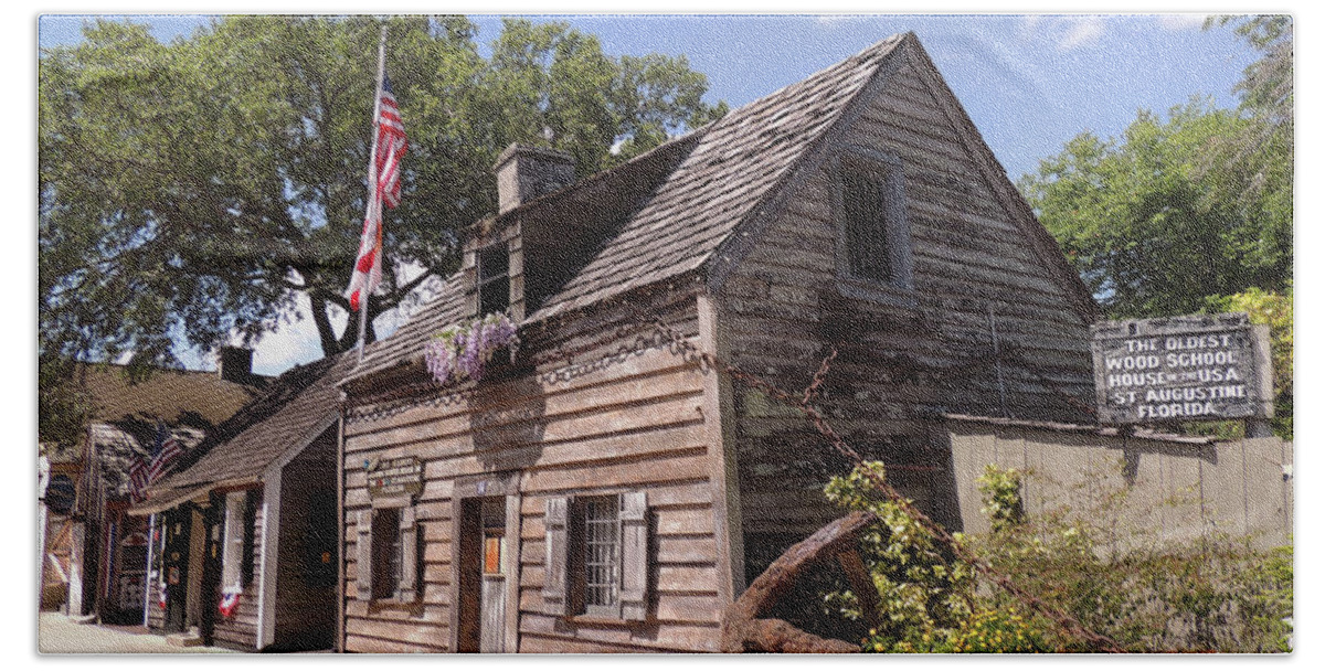Oldest Bath Towel featuring the photograph Oldest Wooden Schoolhouse by Gordon Beck