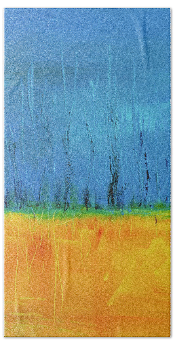 Abstract Hand Towel featuring the painting On The Edge 2 by Brad Wieland