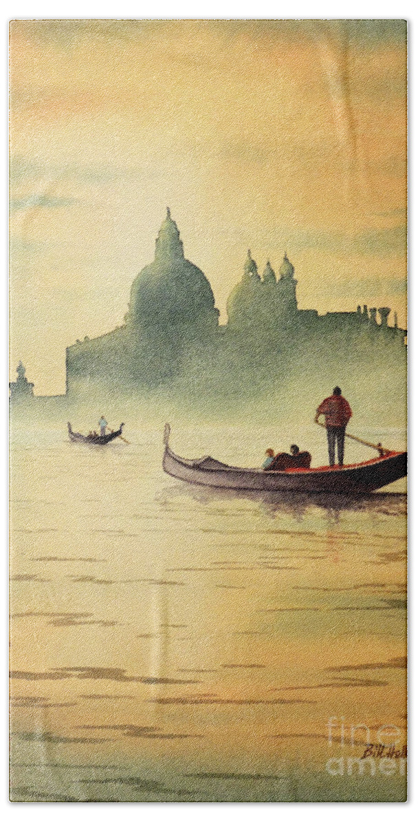 Venice Bath Towel featuring the painting On The Grand Canal Venice Italy by Bill Holkham