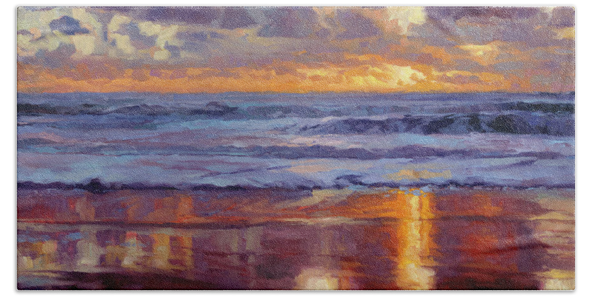 Ocean Bath Sheet featuring the painting On the Horizon by Steve Henderson