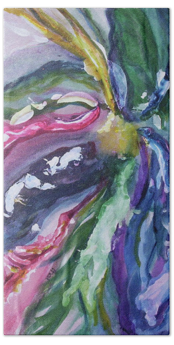 Watercolor Bath Towel featuring the painting On the Vine 2 by Suzanne Udell Levinger