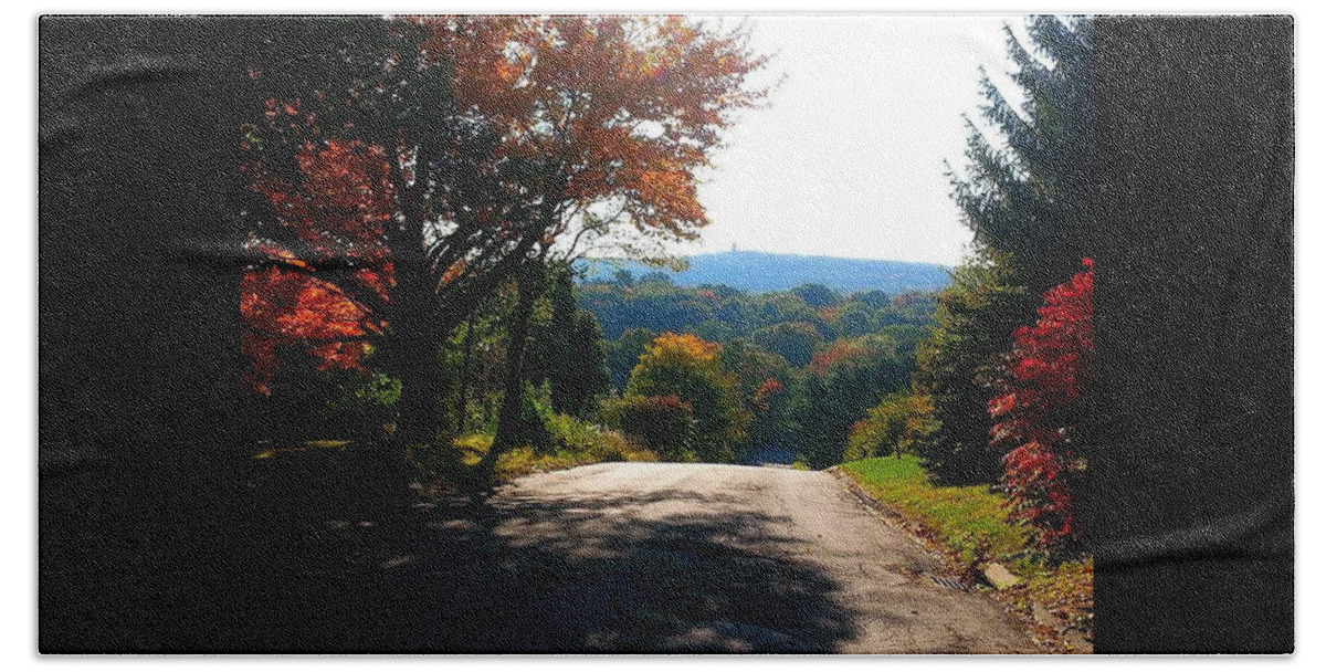 Autumn Hand Towel featuring the photograph One Mountaintop to Another by Dani McEvoy