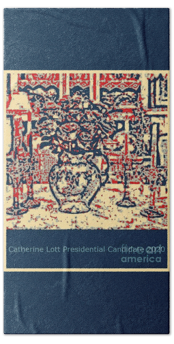 Catherine Lott Presidential Candidate 2020 Hand Towel featuring the painting One Nation Under God INDIVISIBLE by Catherine Lott