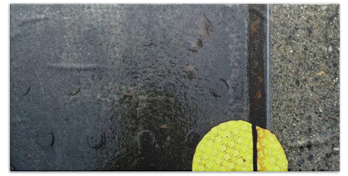 Dots Hand Towel featuring the photograph One Yellow Dot. #oops #yellow by Ginger Oppenheimer