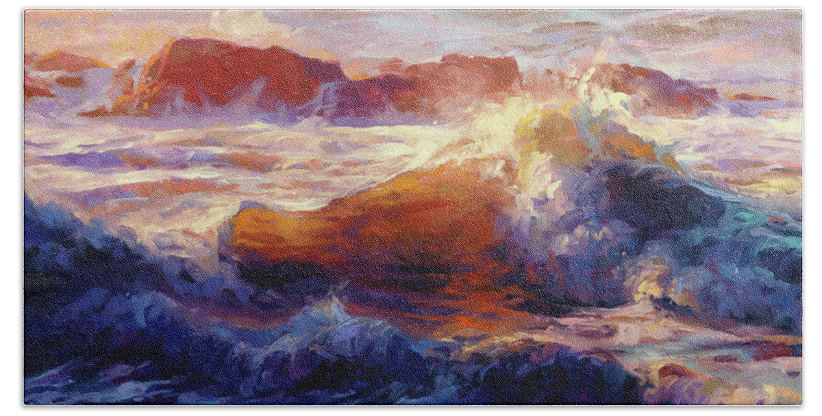 Ocean Hand Towel featuring the painting Opalescent Sea by Steve Henderson