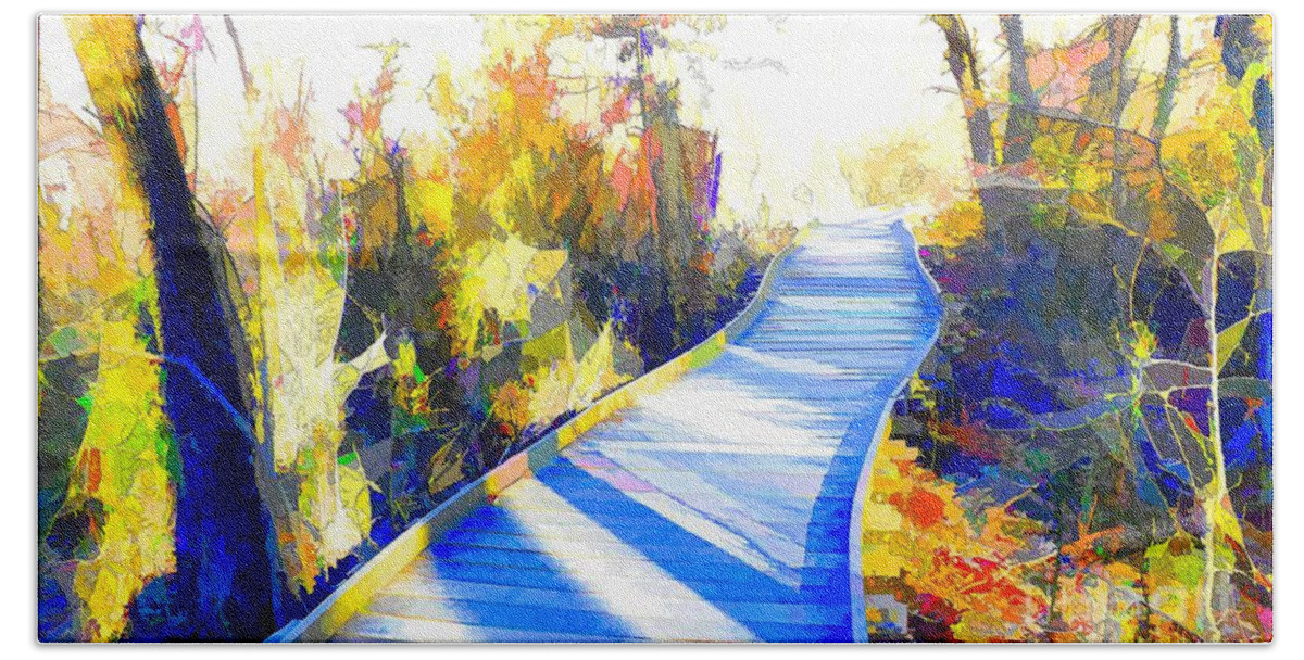 Forest Hand Towel featuring the painting Open Pathway Meditative Space by Robyn King