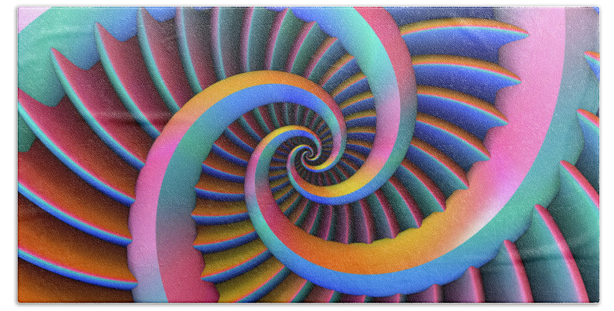 Spirals Bath Towel featuring the digital art Opposing Spirals by Lyle Hatch