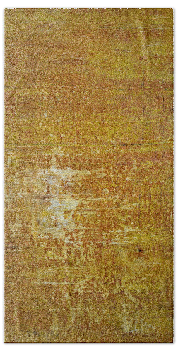 Derek Kaplan Art Bath Towel featuring the painting Opt.66.15 Sun Hits The Sky by Derek Kaplan