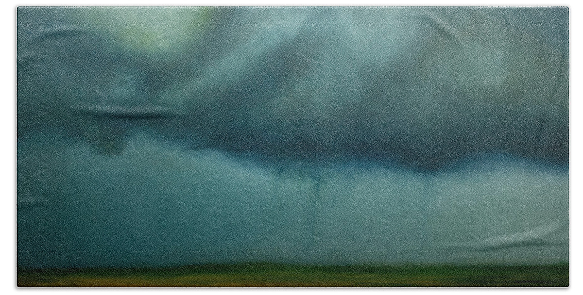 Derek Kaplan Art Storm Hand Towel featuring the painting Opt.97.15. Storm by Derek Kaplan