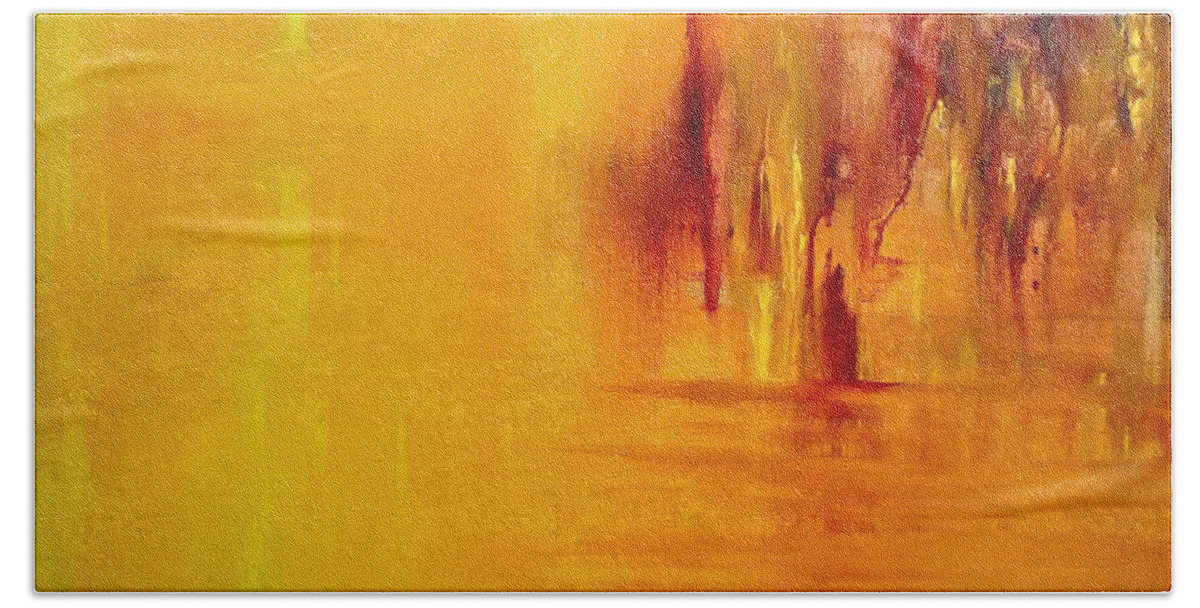 Acrylic Abstract Bath Towel featuring the painting Orange by Claire Bull
