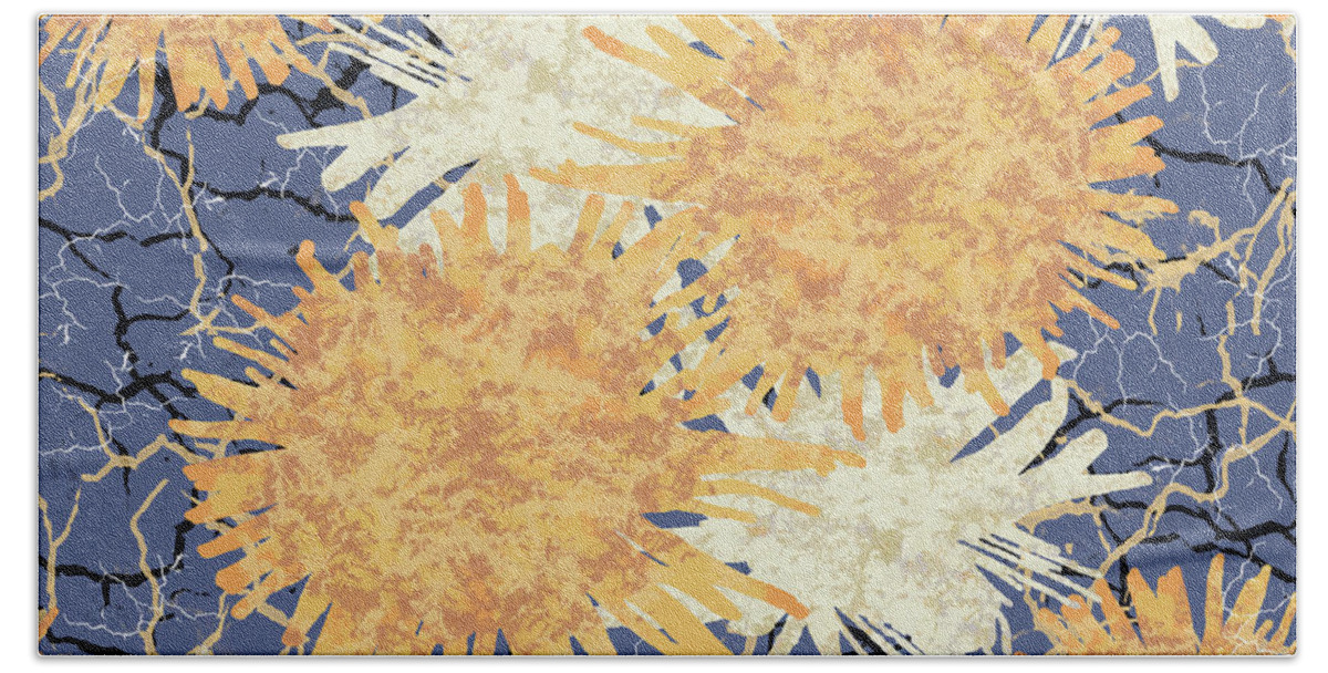 Orange Hand Towel featuring the digital art Orange Cobwebs Pattern by April Burton