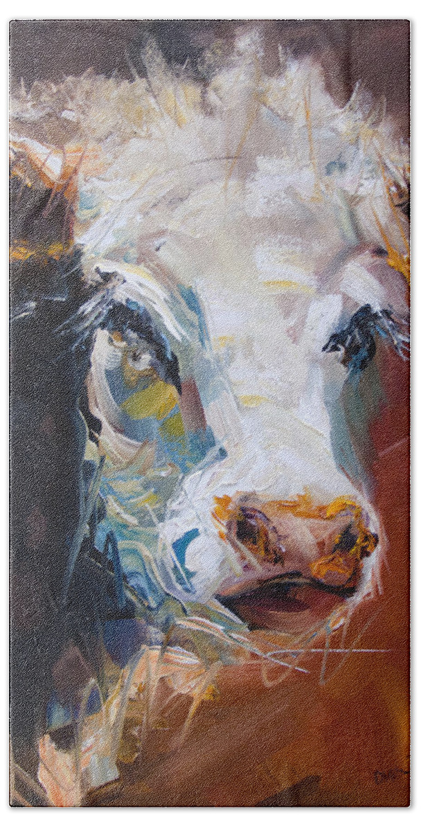 Cow Bath Towel featuring the painting Orange Cow by Diane Whitehead