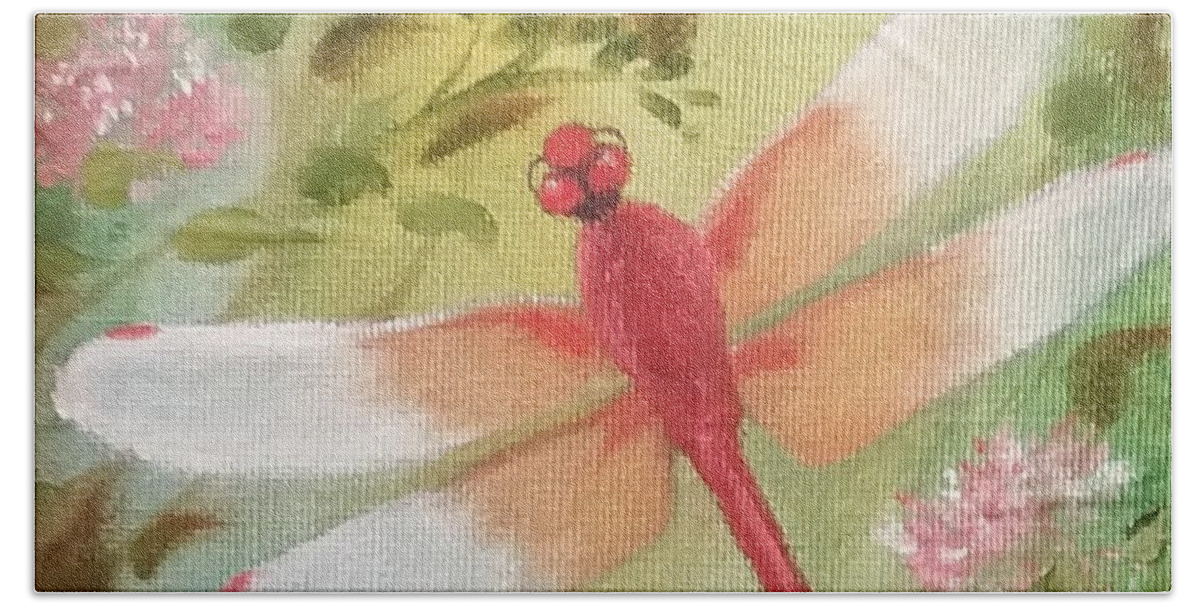 Butterfly Hand Towel featuring the painting Orange creme by Peggy Miller