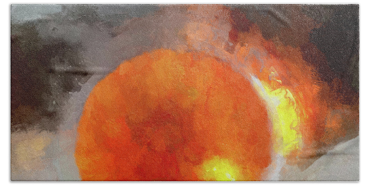 Abstract Bath Towel featuring the digital art Orange Crush by Matt Cegelis