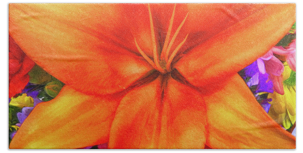 Flower Hand Towel featuring the painting Orange Lilly Art by Deborah Benoit