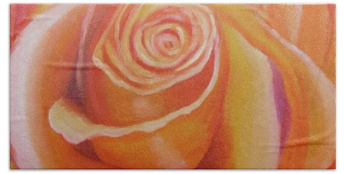 Orange Bath Towel featuring the painting Orange Rose by Quwatha Valentine