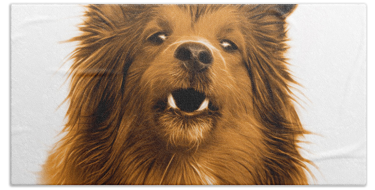 Sheltie Hand Towel featuring the painting Orange Sheltie Dog Art 0207 - WB by James Ahn
