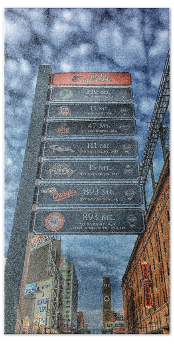 Oriole Park Hand Towel featuring the photograph Oriole Park at Camden Yards - Signs by Marianna Mills