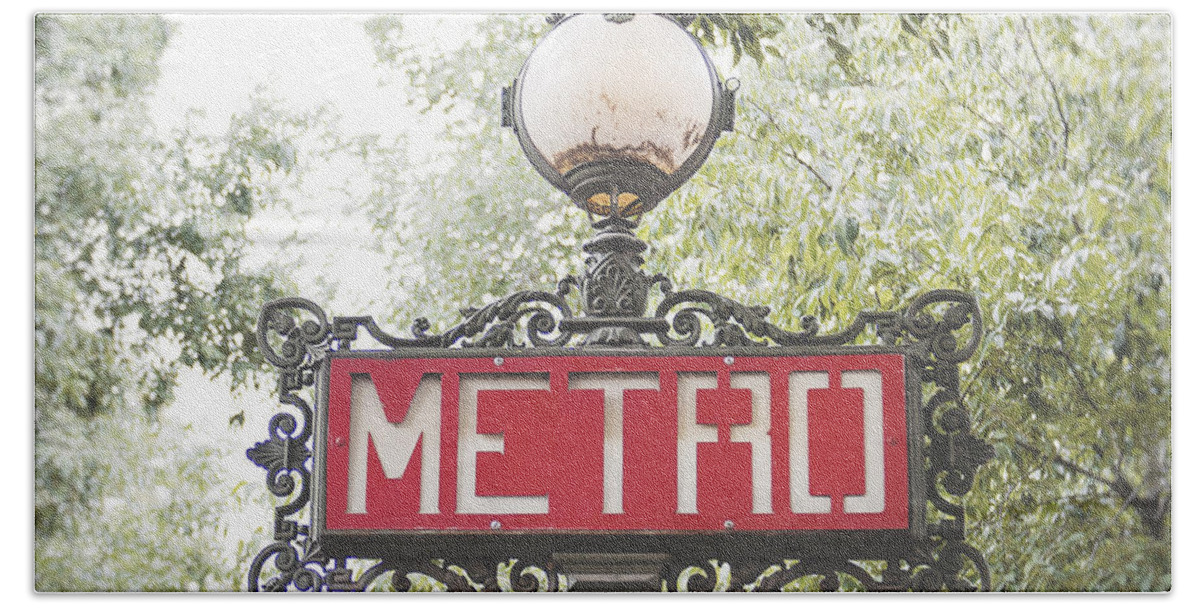 Photography Hand Towel featuring the photograph Ornate Paris Metro sign by Ivy Ho