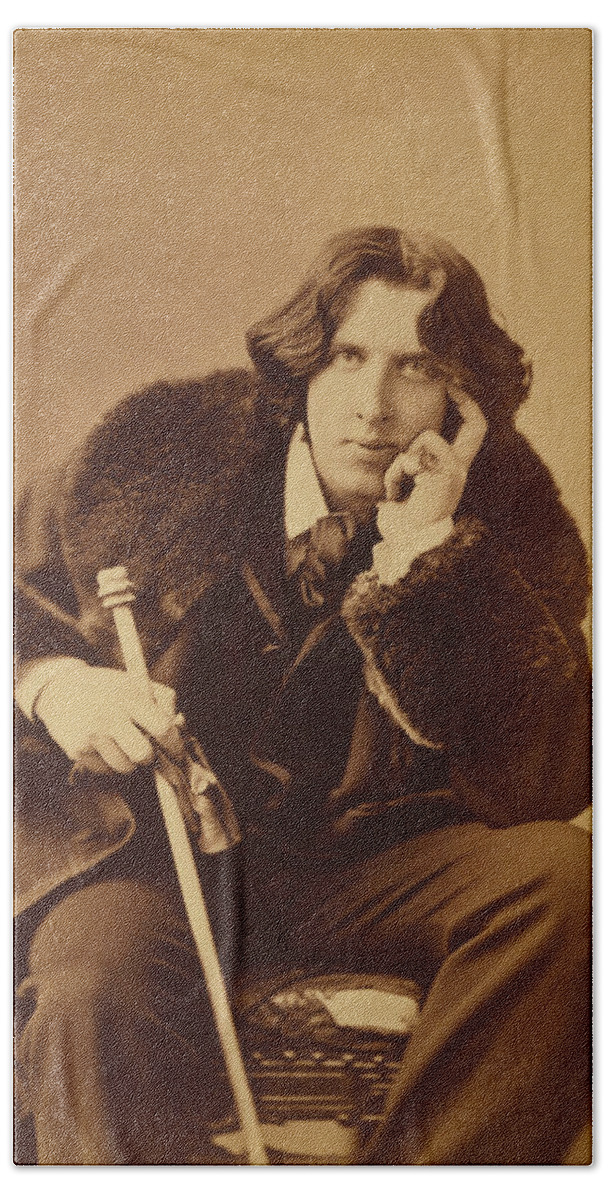 Oscar Wilde Bath Towel featuring the photograph Oscar Wilde - Irish Author and Poet by War Is Hell Store