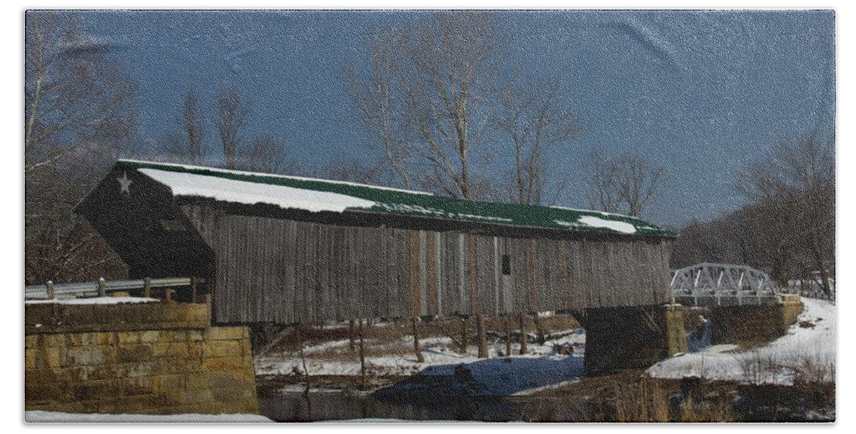 Historic Hand Towel featuring the photograph Otway Covered Bridge Winter by Kevin Craft