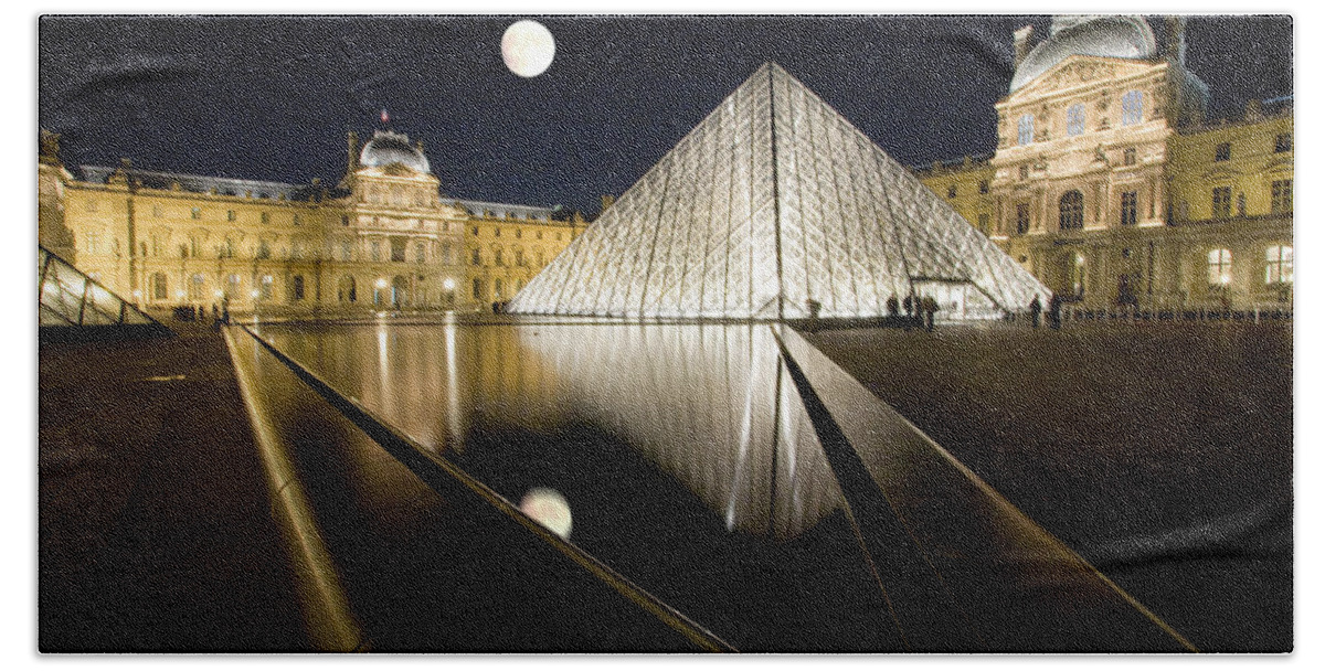 Louvre Hand Towel featuring the photograph Our First Night in Paris by Frederic A Reinecke