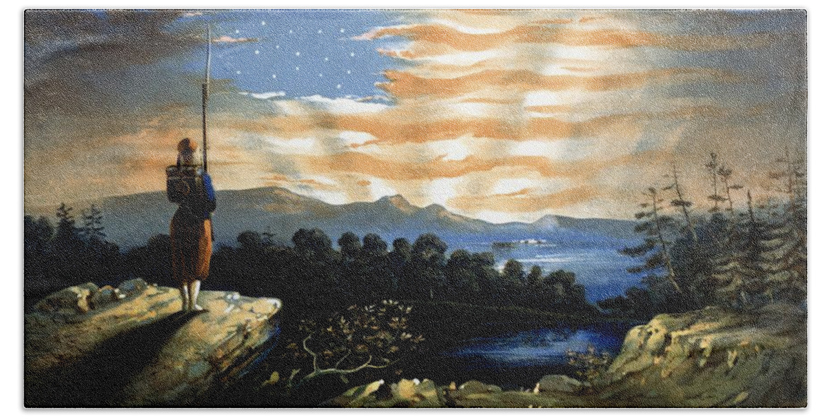 Civil War Hand Towel featuring the painting Our Heaven Born Banner by War Is Hell Store