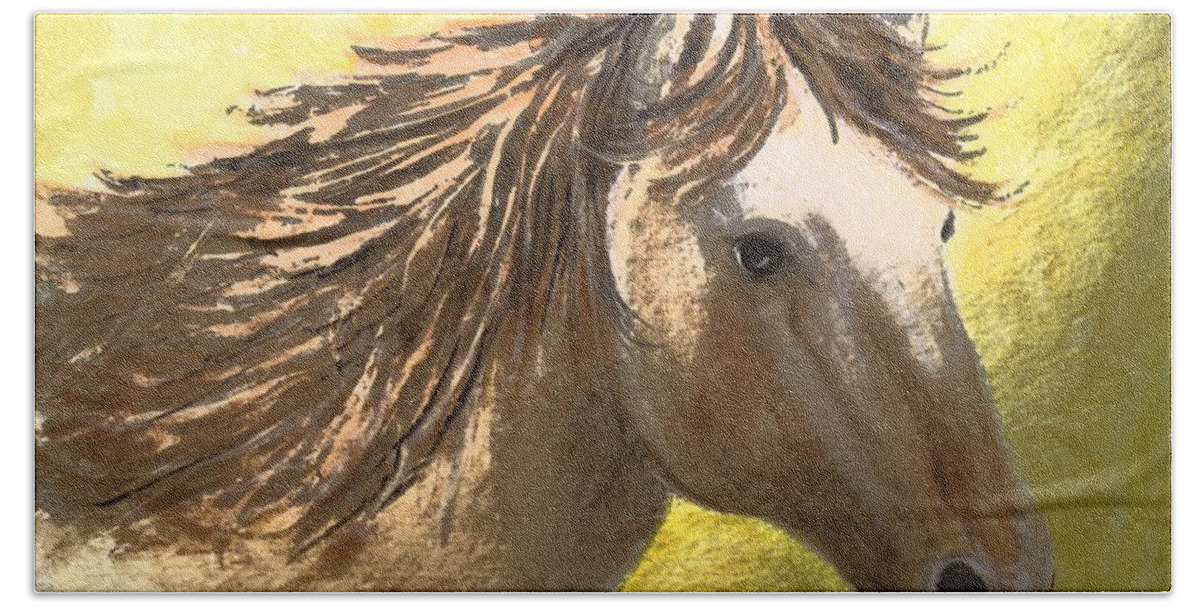 Horse Bath Towel featuring the painting Out of the Sun by Carol Grimes