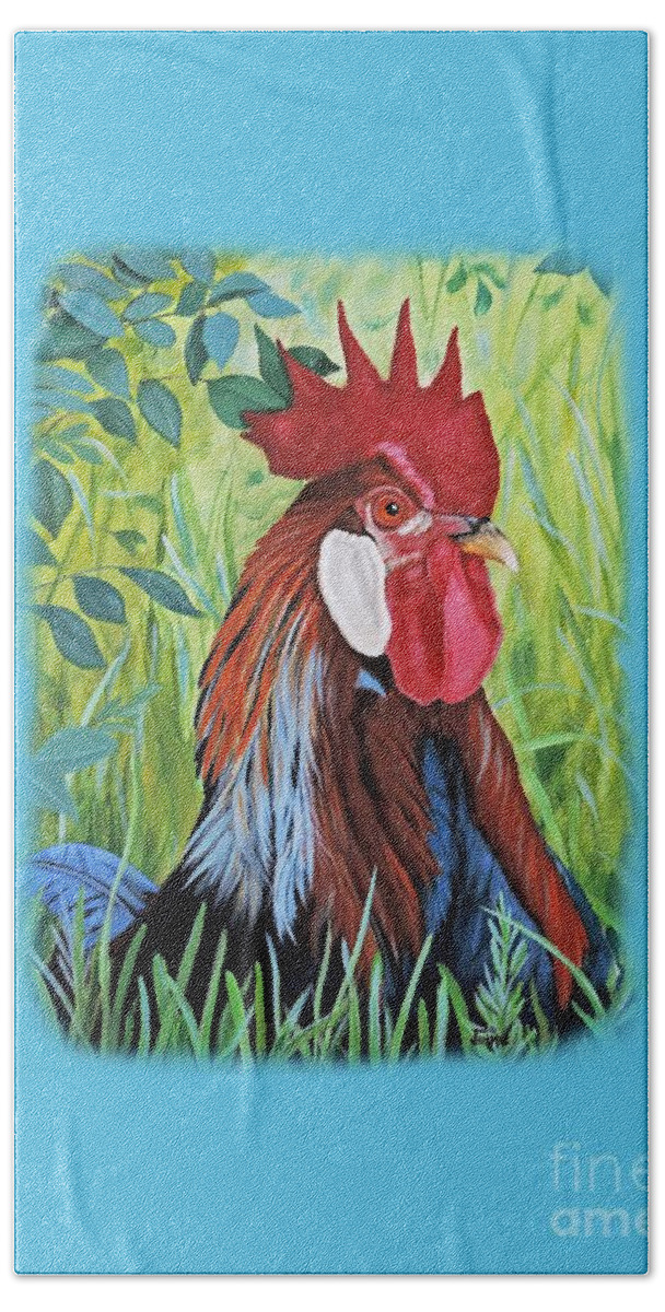 Outlaw Rooster Painting Bath Towel featuring the painting Outlaw Rooster Accessories by Jimmie Bartlett