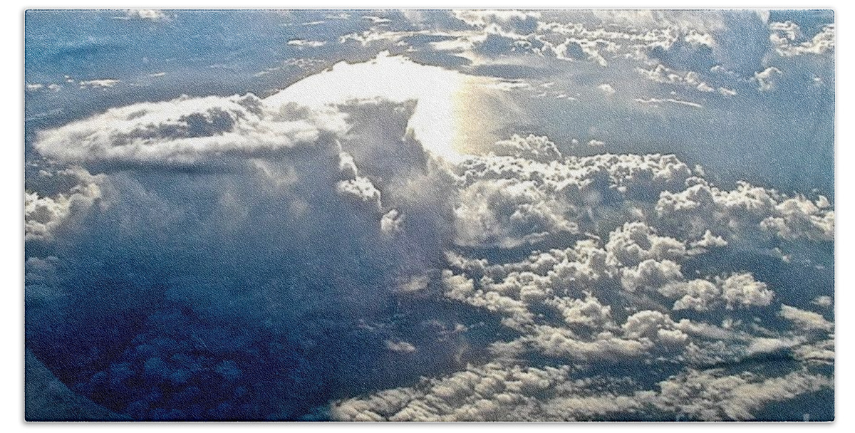Clouds Bath Towel featuring the photograph Over The Clouds by Elisabeth Derichs