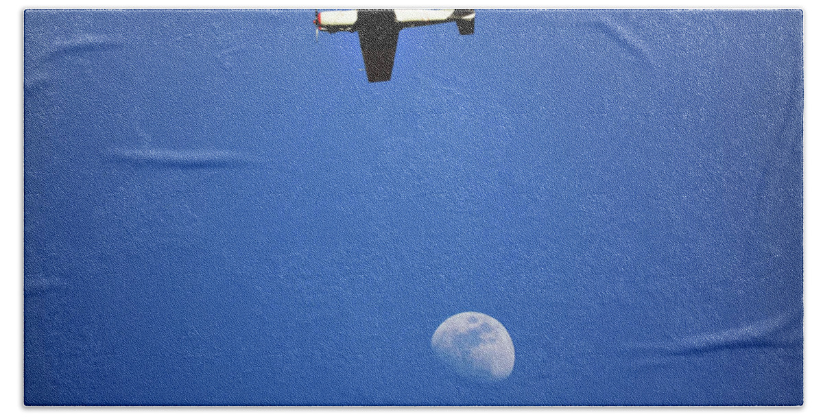 Moon Bath Towel featuring the photograph Over The Moon by Joe Schofield