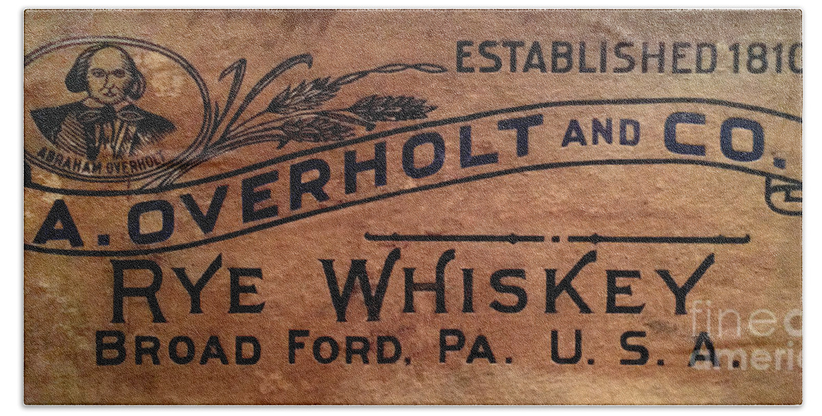 Overholt Rye Whiskey Sign Hand Towel featuring the photograph Overholt Rye Whiskey Sign by Jon Neidert
