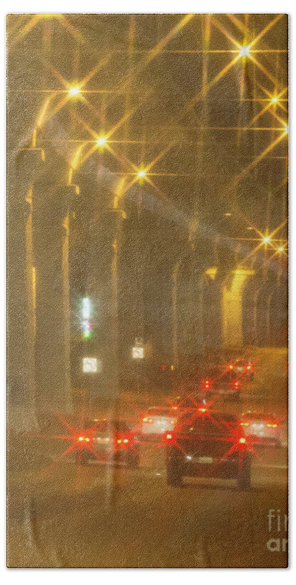  Hand Towel featuring the photograph Overpass Traffic by Linda Phelps