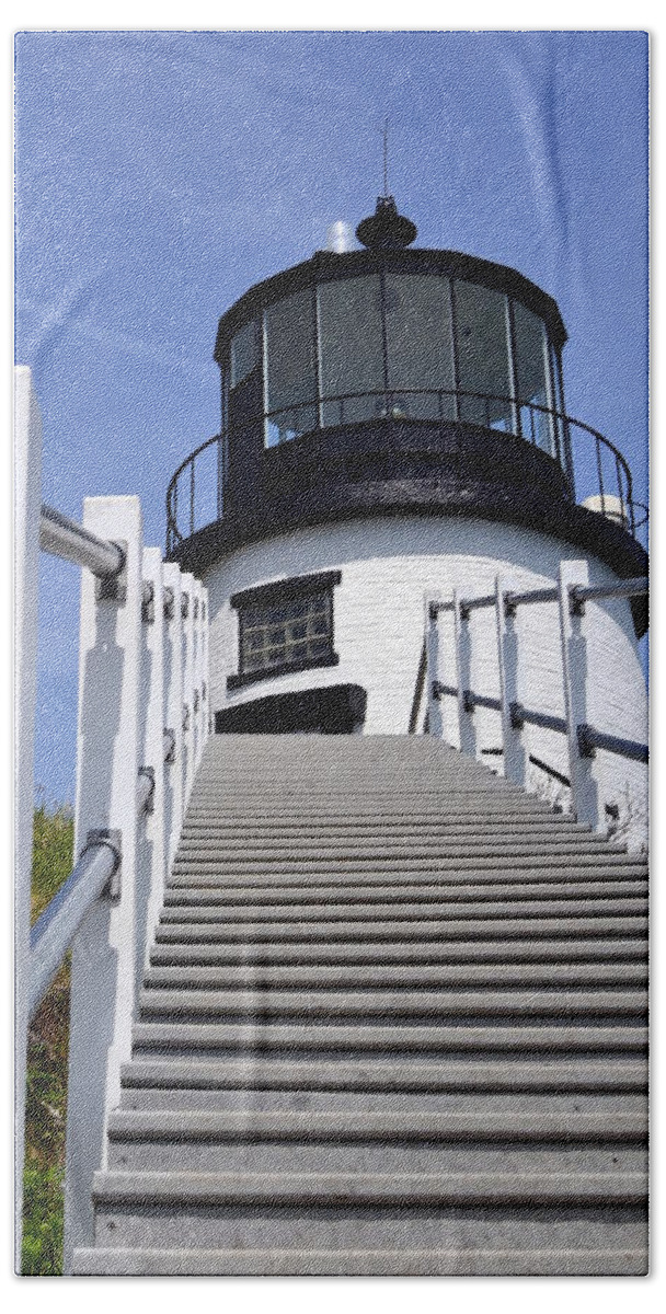 Owls Head Light Hand Towel featuring the photograph Owls Head Light by Colleen Phaedra