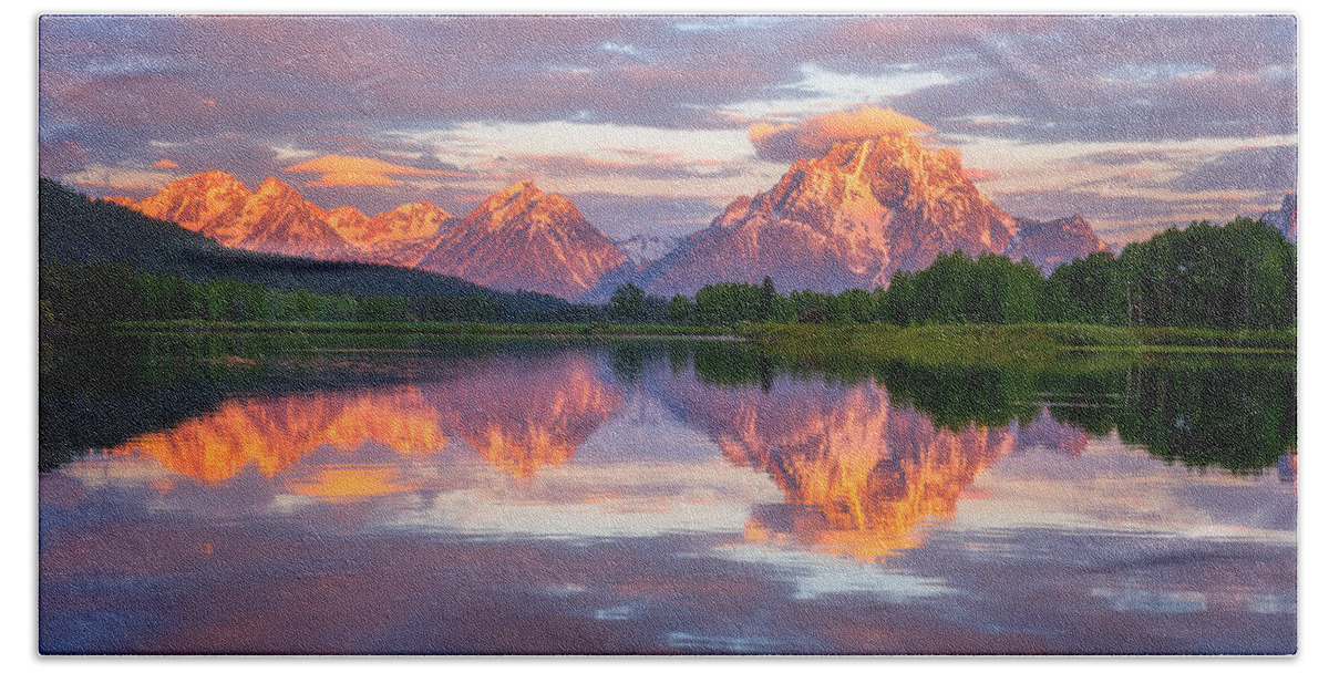 Grand Tetons Hand Towel featuring the photograph Oxbow Magic by Darren White
