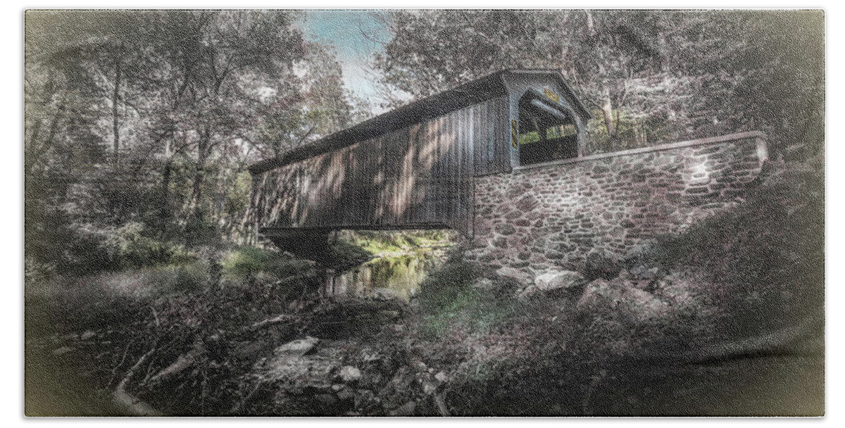Marvin Spates Bath Towel featuring the photograph Oxford Covered Bridge by Marvin Spates
