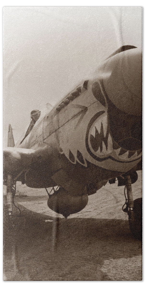 Ww2 Bath Towel featuring the photograph P-40 Warhawk - World War 2 by War Is Hell Store