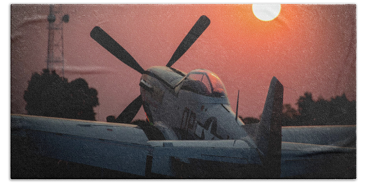 Passenger Hand Towel featuring the photograph P51 Sunset by Paul Job